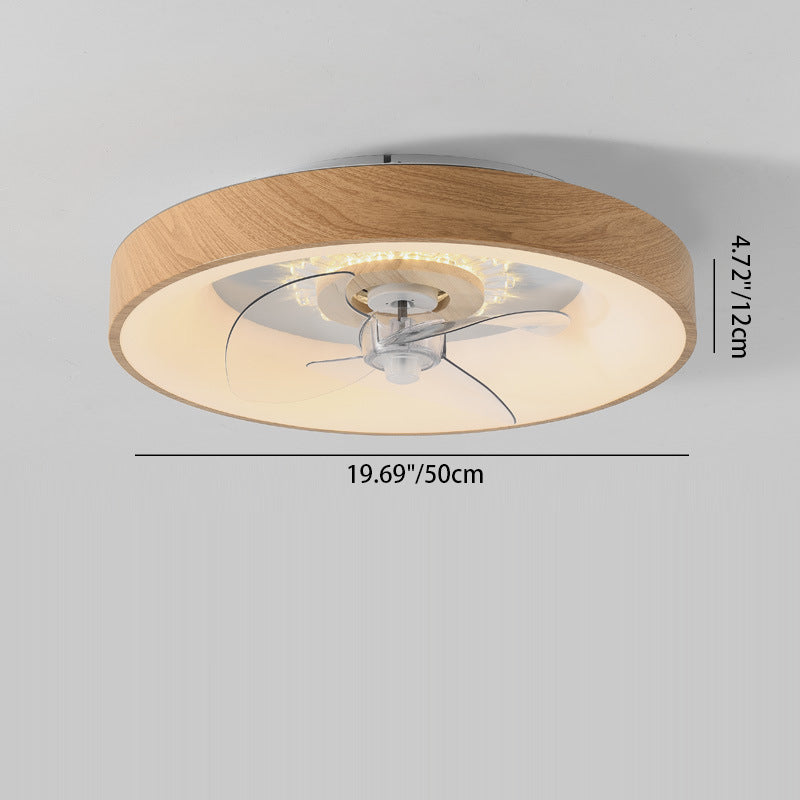 Ventilateur minimaliste moderne dôme rond en bois acrylique LED plafonnier ventilateur lumineux pour chambre 