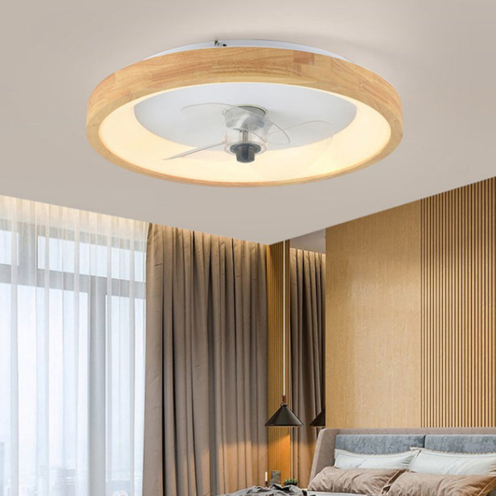 Modernes minimalistisches Ventilator-rundes Kuppel-hölzernes Acryl-LED-Unterputz-Deckenventilator-Licht für Schlafzimmer 