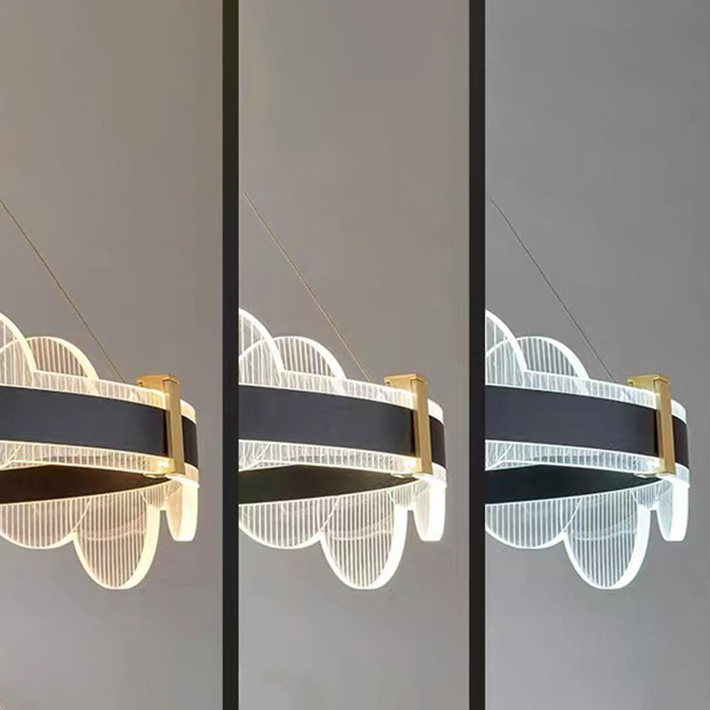 Lustre LED en aluminium acrylique rond double cercle moderne de luxe pour chambre 