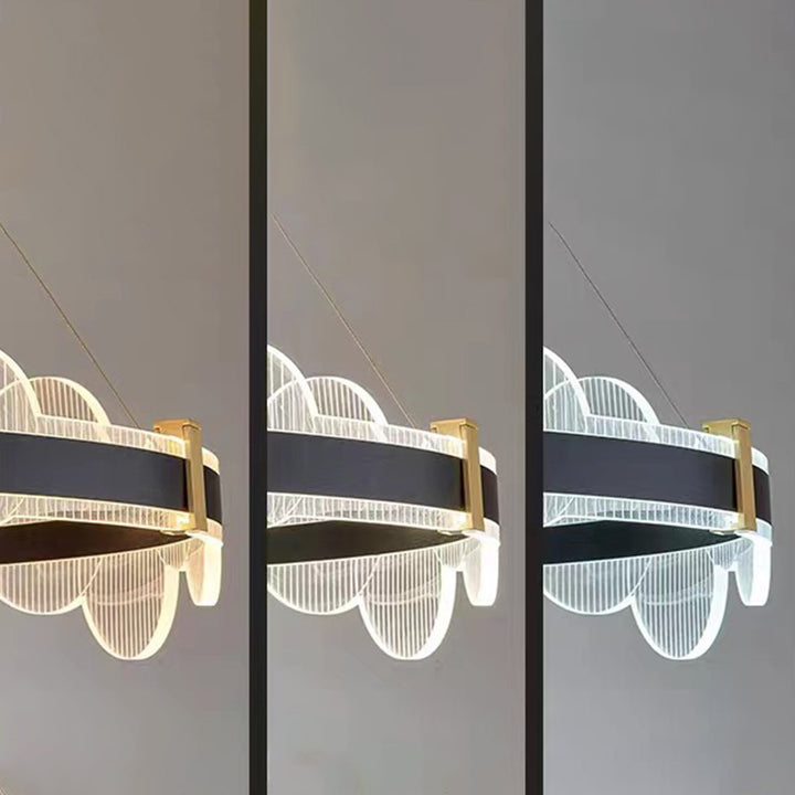 Lustre LED en aluminium acrylique rond double cercle moderne de luxe pour chambre 