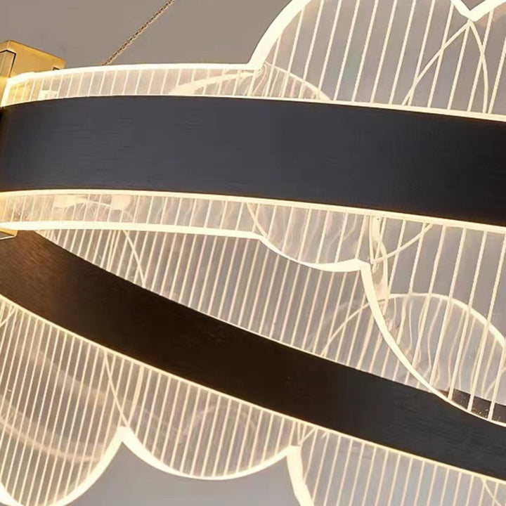Lustre LED en aluminium acrylique rond double cercle moderne de luxe pour chambre 