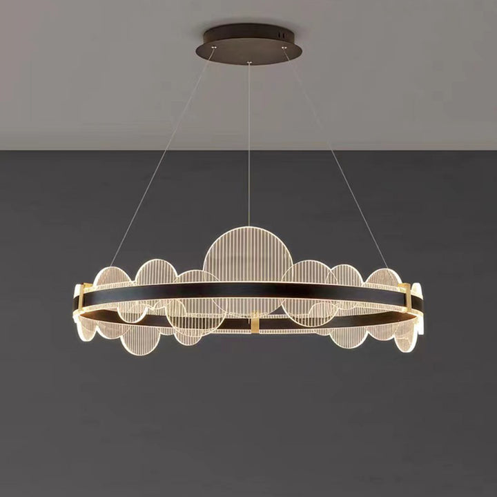 Lustre LED en aluminium acrylique rond double cercle moderne de luxe pour chambre 