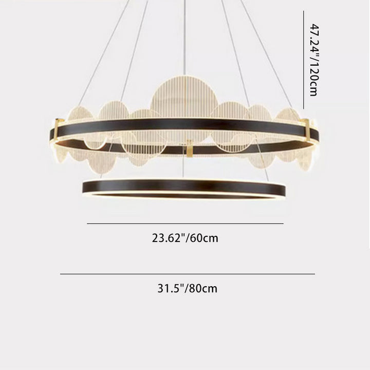 Lustre LED en aluminium acrylique rond double cercle moderne de luxe pour chambre 