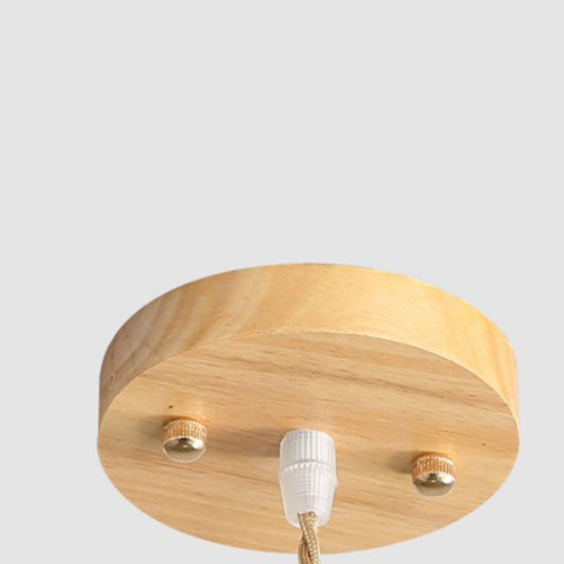 Suspension lumineuse traditionnelle japonaise en bois de caoutchouc en forme de cylindre rond avec tissu 1 lumière pour salle à manger 