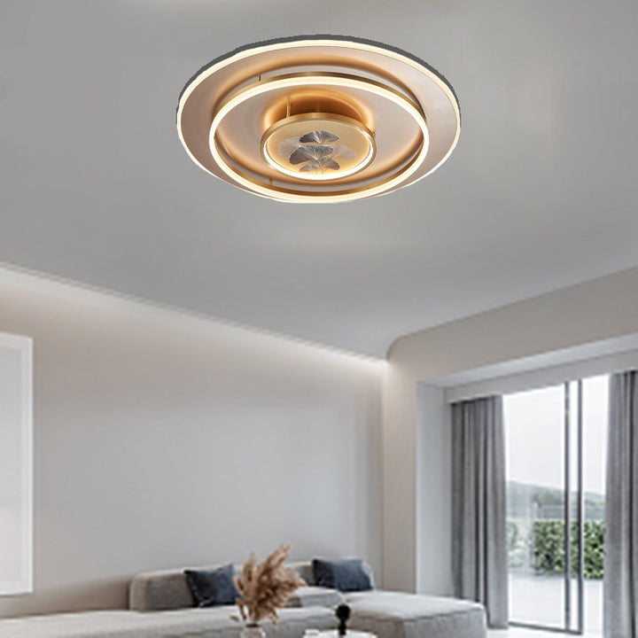 Luz de techo LED empotrada con cúpula redonda tradicional de ginkgo de cobre hierro esmalte para dormitorio 