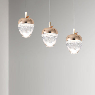 Luz colgante LED de cristal de aluminio ovalado redondo de calabaza creativa contemporánea para dormitorio 