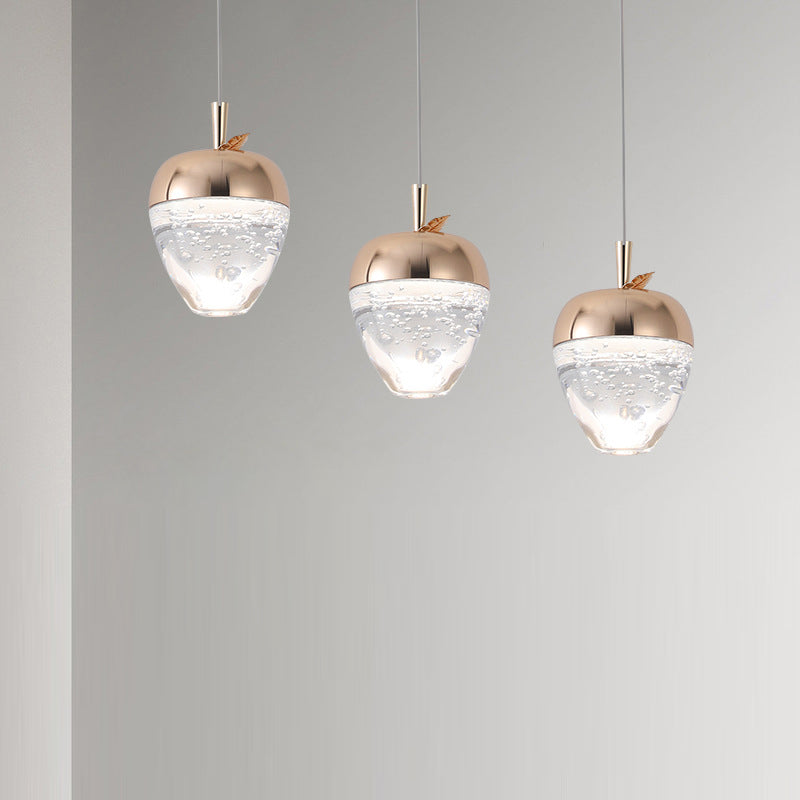 Luz colgante LED de cristal de aluminio ovalado redondo de calabaza creativa contemporánea para dormitorio 