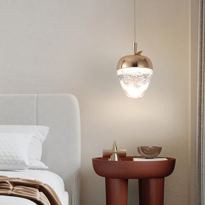 Luz colgante LED de cristal de aluminio ovalado redondo de calabaza creativa contemporánea para dormitorio 