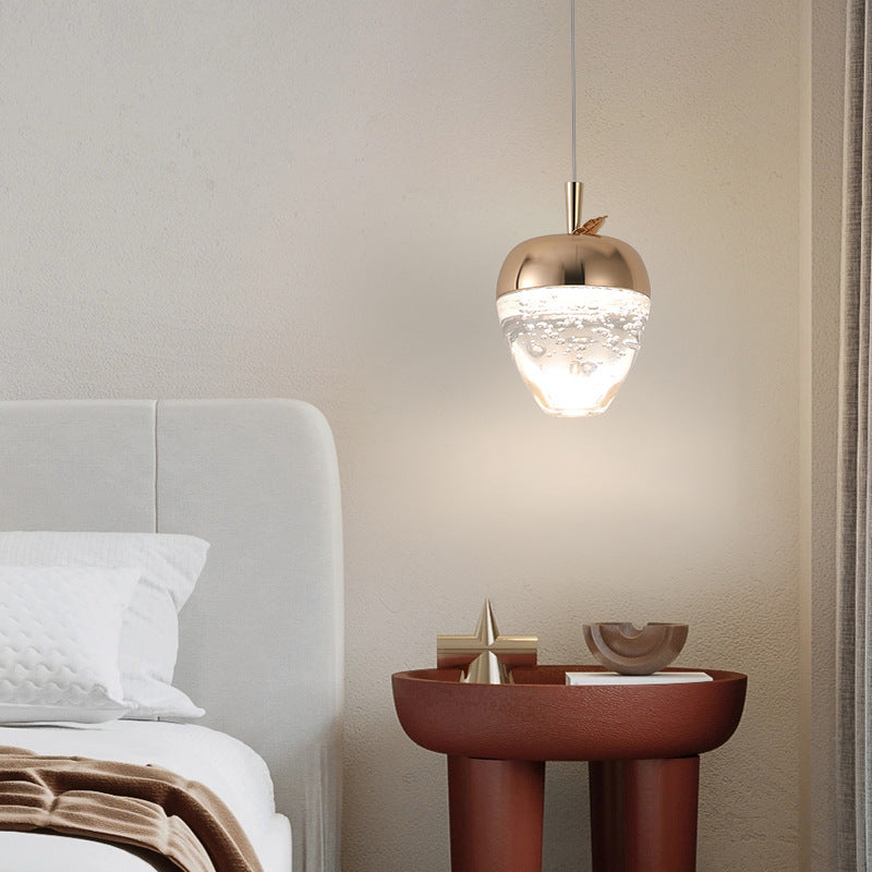 Luz colgante LED de cristal de aluminio ovalado redondo de calabaza creativa contemporánea para dormitorio 