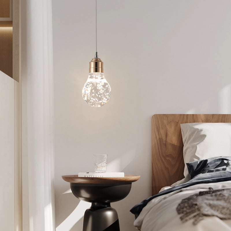 Luz colgante LED de cristal de aluminio ovalado redondo de calabaza creativa contemporánea para dormitorio 