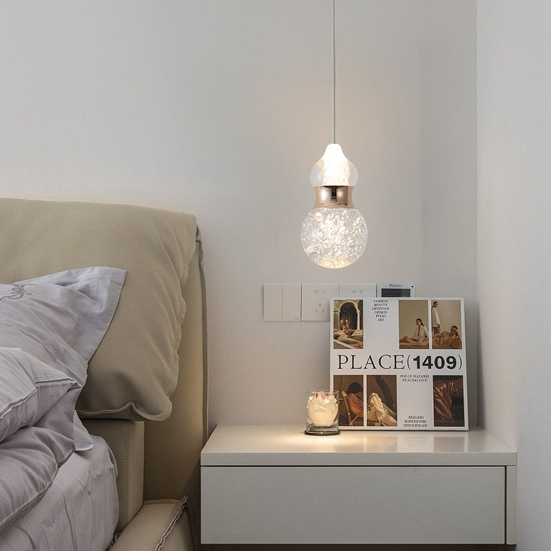 Luz colgante LED de cristal de aluminio ovalado redondo de calabaza creativa contemporánea para dormitorio 