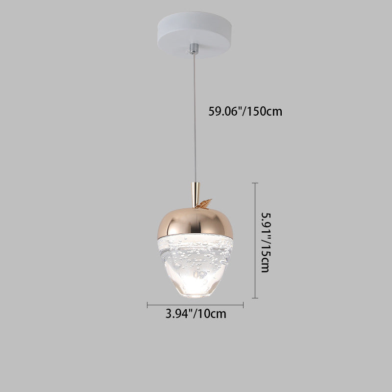 Luz colgante LED de cristal de aluminio ovalado redondo de calabaza creativa contemporánea para dormitorio 
