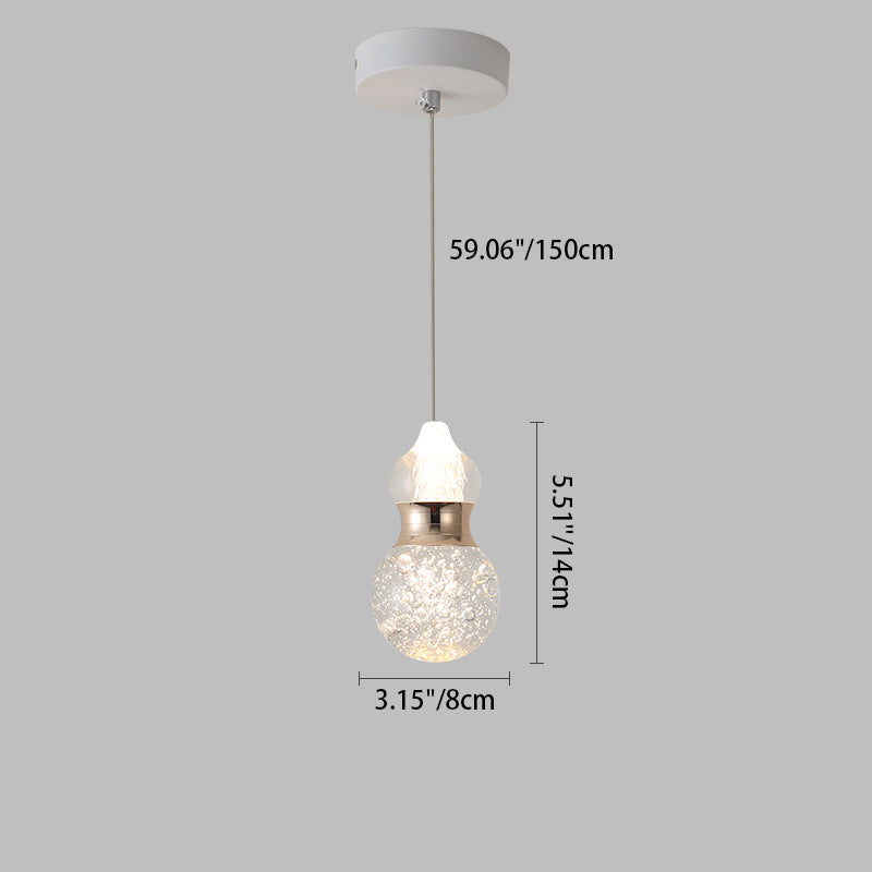 Luz colgante LED de cristal de aluminio ovalado redondo de calabaza creativa contemporánea para dormitorio 