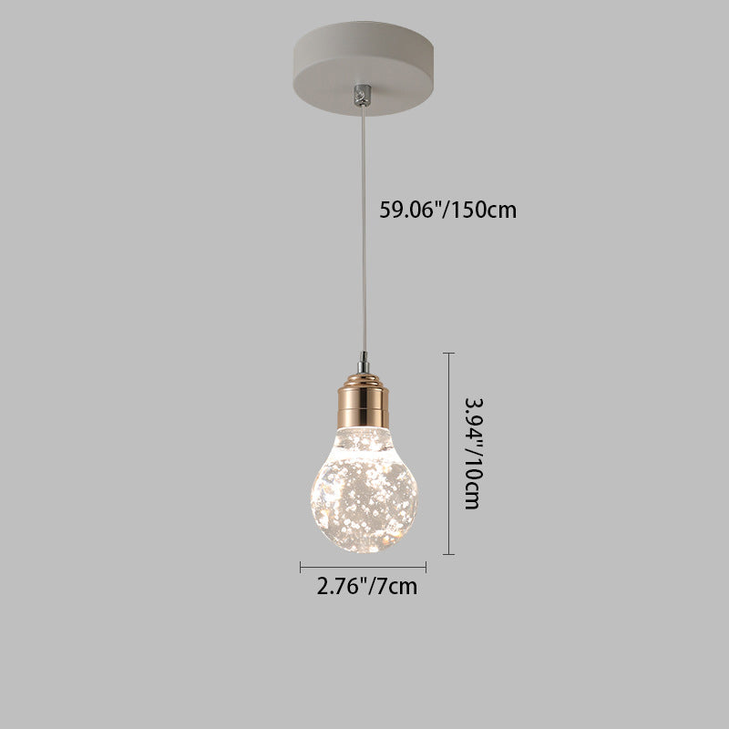 Luz colgante LED de cristal de aluminio ovalado redondo de calabaza creativa contemporánea para dormitorio 