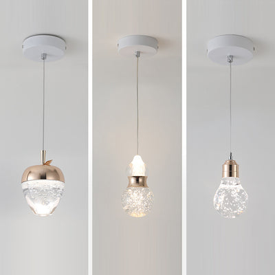 Luz colgante LED de cristal de aluminio ovalado redondo de calabaza creativa contemporánea para dormitorio 