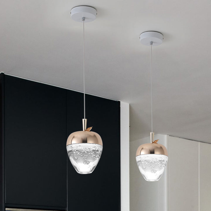 Contemporary Creative Apple Gourd Round Oval Aluminum Crystal LED Pendant Light For Bedroom