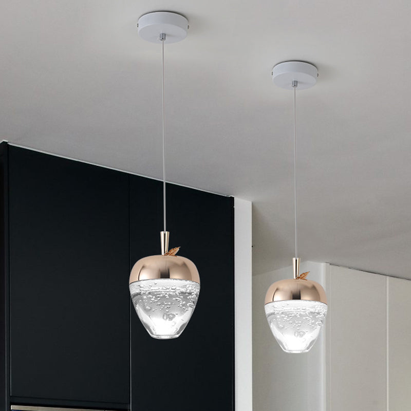 Luz colgante LED de cristal de aluminio ovalado redondo de calabaza creativa contemporánea para dormitorio 