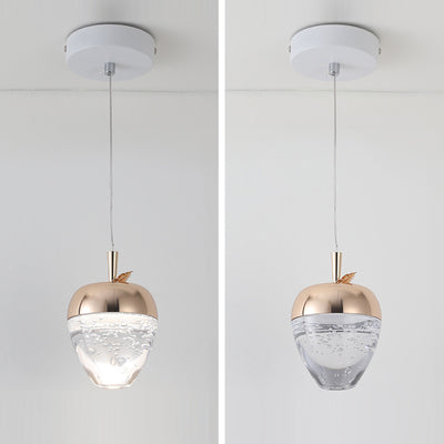 Luz colgante LED de cristal de aluminio ovalado redondo de calabaza creativa contemporánea para dormitorio 
