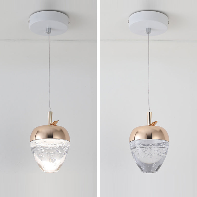 Luz colgante LED de cristal de aluminio ovalado redondo de calabaza creativa contemporánea para dormitorio 