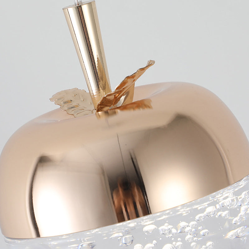 Luz colgante LED de cristal de aluminio ovalado redondo de calabaza creativa contemporánea para dormitorio 
