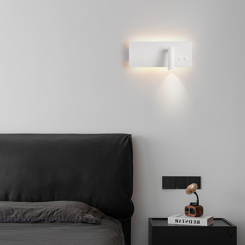 Modern Minimalist Rectangular Cylinder Spotlight Iron Aluminum LED Wall Sconce Lamp For Bedroom