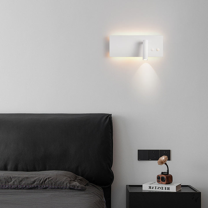 Modern Minimalist Rectangular Cylinder Spotlight Iron Aluminum LED Wall Sconce Lamp For Bedroom
