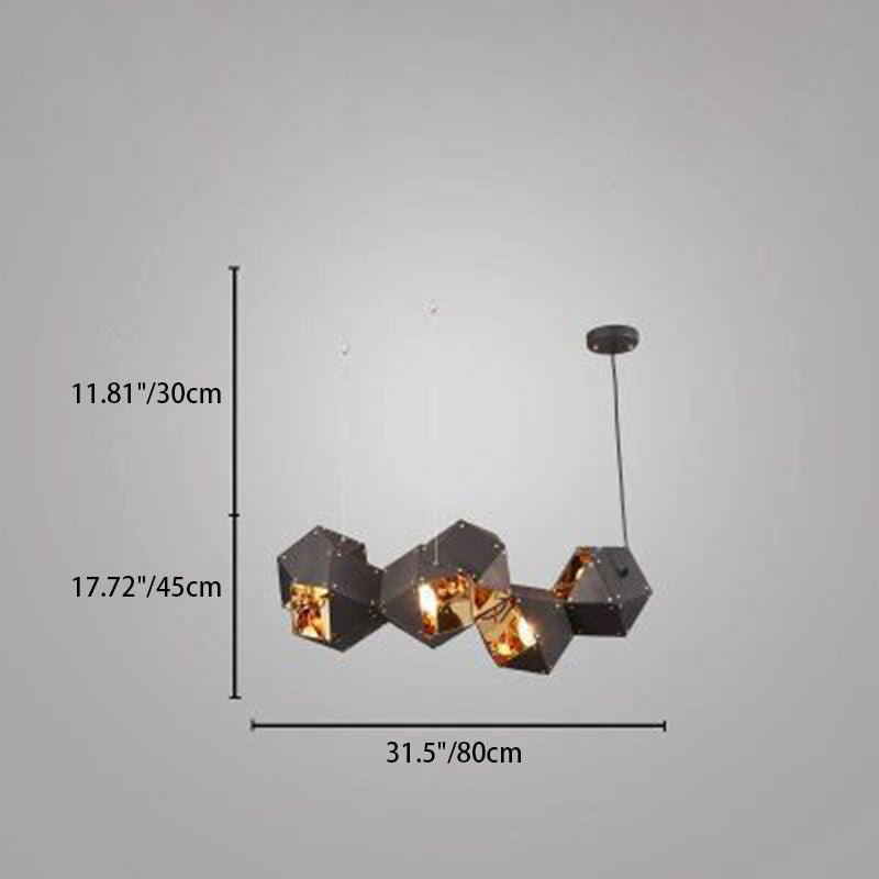 Contemporain Cube de Rubik Scandinave Polyèdre Acier Inoxydable 6/8/10/12 Lumière Îlot Lumière Lustre Pour Salle à Manger 