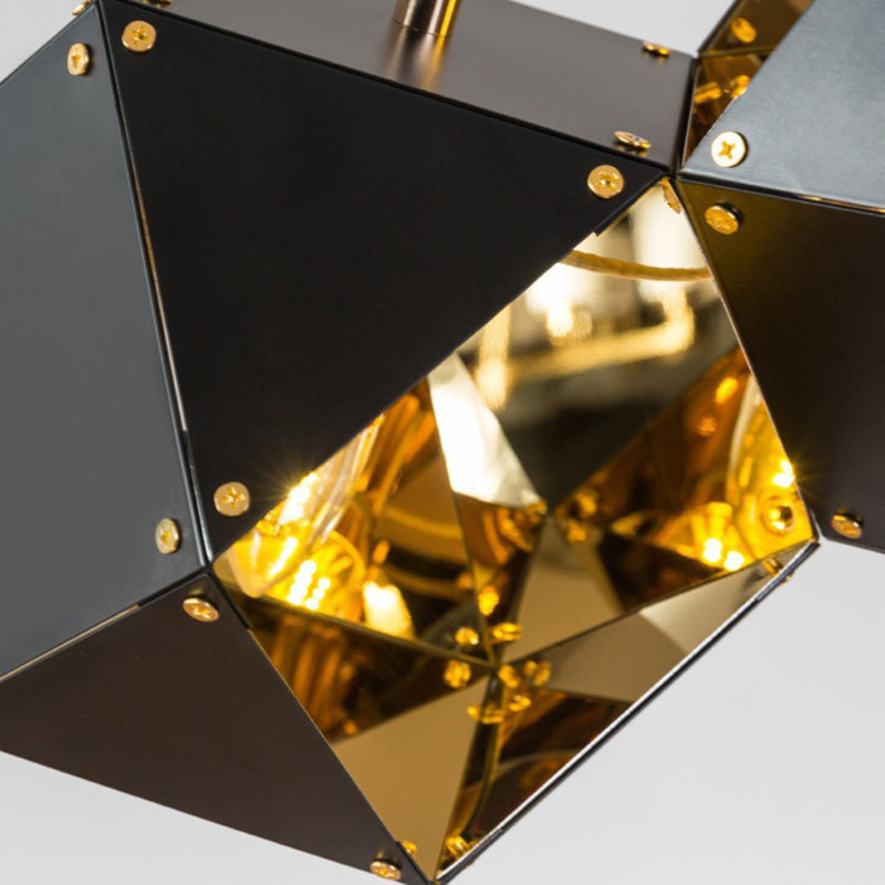 Contemporain Cube de Rubik Scandinave Polyèdre Acier Inoxydable 6/8/10/12 Lumière Îlot Lumière Lustre Pour Salle à Manger 