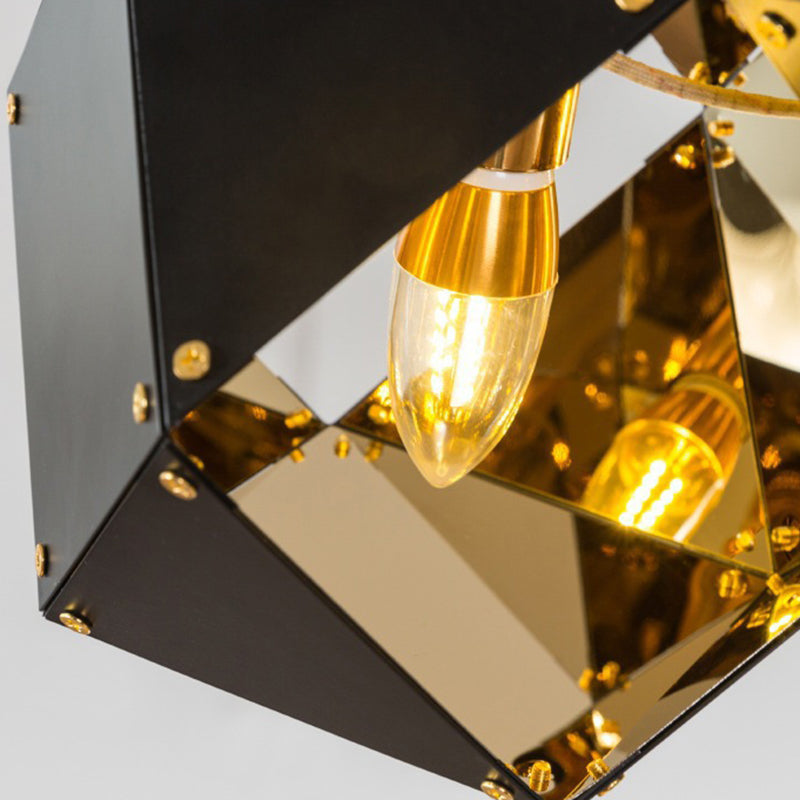 Contemporain Cube de Rubik Scandinave Polyèdre Acier Inoxydable 6/8/10/12 Lumière Îlot Lumière Lustre Pour Salle à Manger 