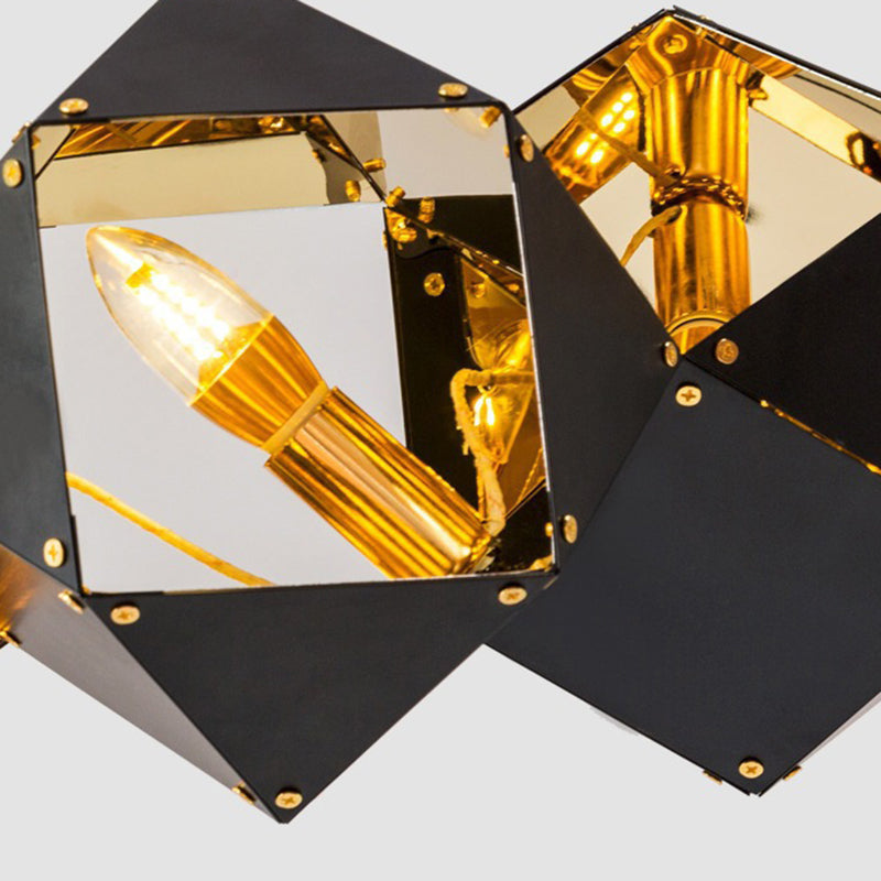 Contemporain Cube de Rubik Scandinave Polyèdre Acier Inoxydable 6/8/10/12 Lumière Îlot Lumière Lustre Pour Salle à Manger 
