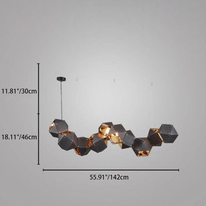 Contemporain Cube de Rubik Scandinave Polyèdre Acier Inoxydable 6/8/10/12 Lumière Îlot Lumière Lustre Pour Salle à Manger 