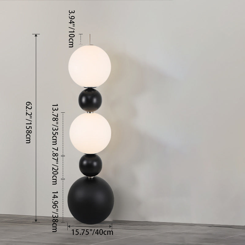 Contemporary Creative Sugarloaf Round Orb Resin Stainless Steel Glass LED Standing Floor Lamp For Living Room