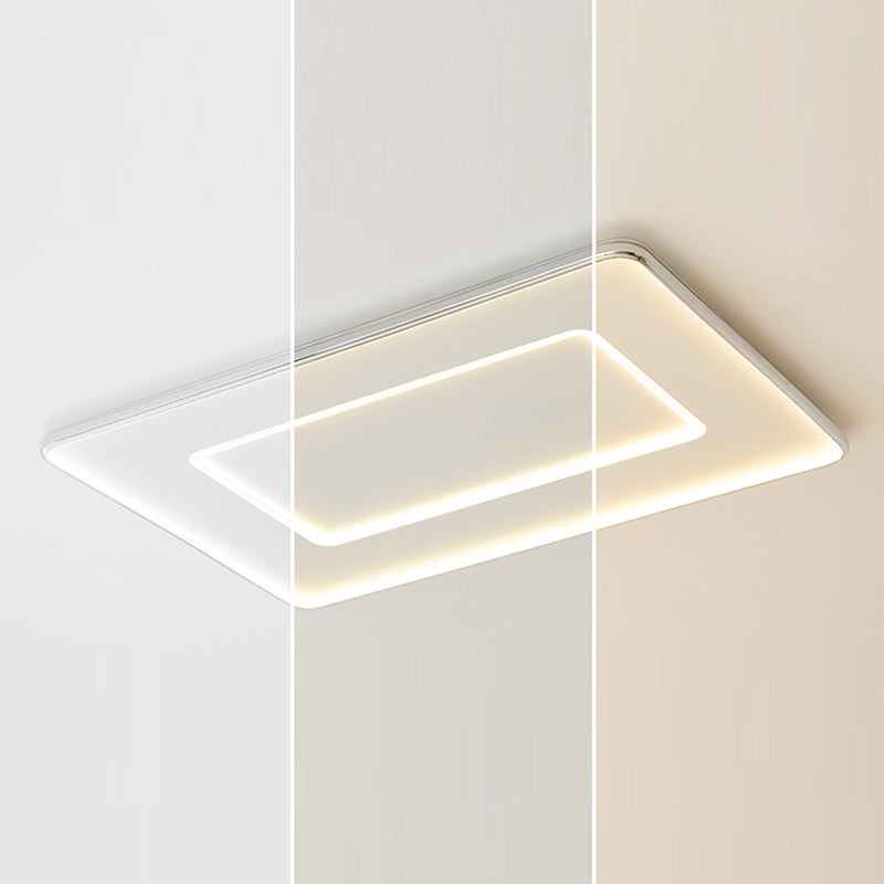 Modern Minimalist Square Rectangle Iron Aluminum Acrylic LED Flush Mount Ceiling Light For Bedroom