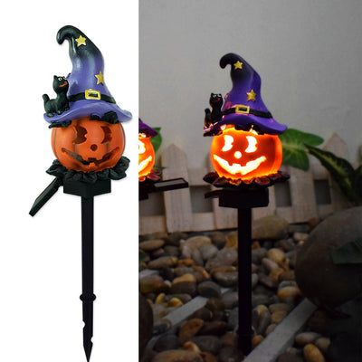 Luz LED para exteriores contemporánea creativa solar impermeable de calabaza redonda de hierro y resina para exteriores 