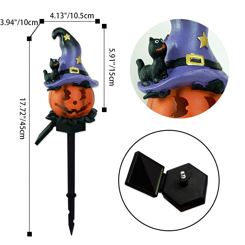 Luz LED para exteriores contemporánea creativa solar impermeable de calabaza redonda de hierro y resina para exteriores 