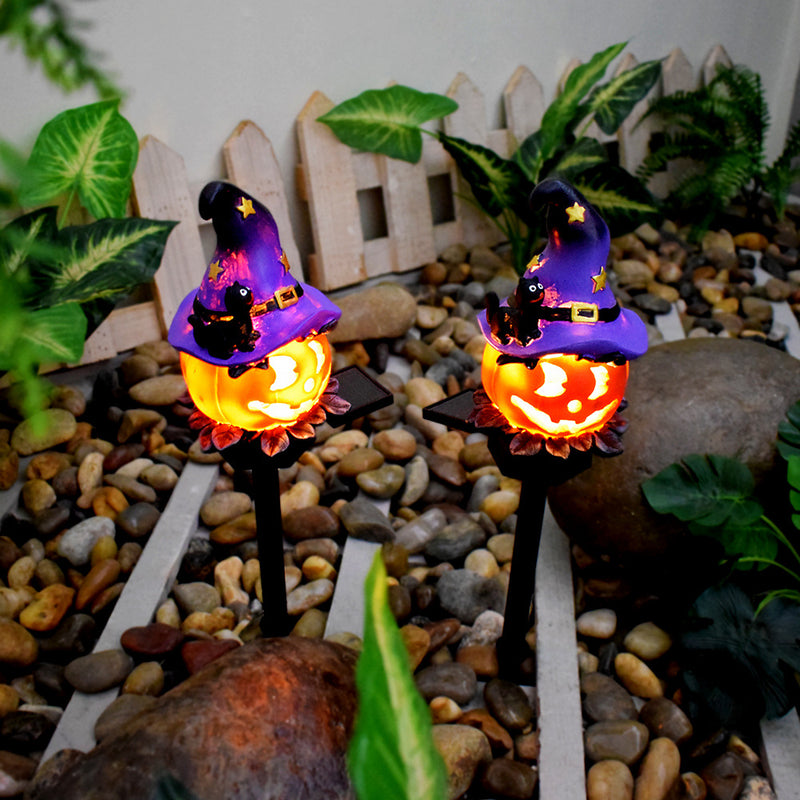 Luz LED para exteriores contemporánea creativa solar impermeable de calabaza redonda de hierro y resina para exteriores 