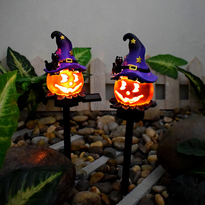 Luz LED para exteriores contemporánea creativa solar impermeable de calabaza redonda de hierro y resina para exteriores 
