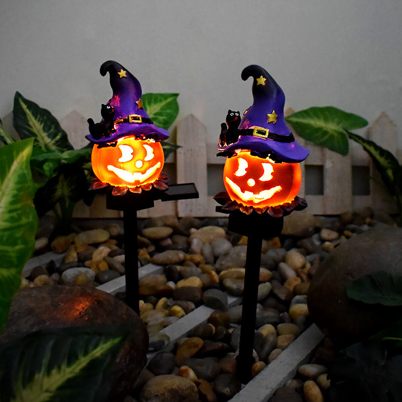 Luz LED para exteriores contemporánea creativa solar impermeable de calabaza redonda de hierro y resina para exteriores 
