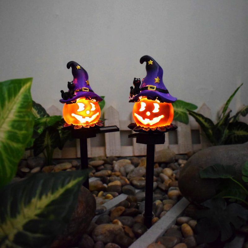 Luz LED para exteriores contemporánea creativa solar impermeable de calabaza redonda de hierro y resina para exteriores 