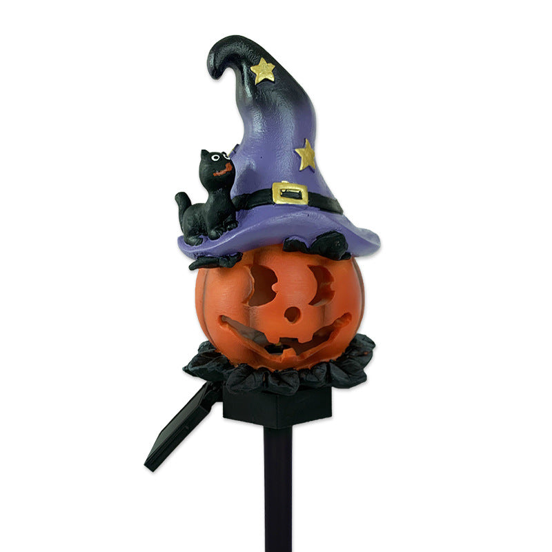 Luz LED para exteriores contemporánea creativa solar impermeable de calabaza redonda de hierro y resina para exteriores 