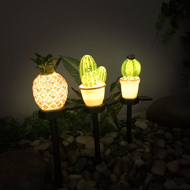 Luz LED para exteriores de plástico en forma de cactus piña impermeable y creativa contemporánea 