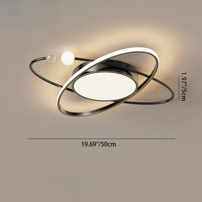 Plafonnier LED en acrylique cuivre avec dôme à double anneau rond scandinave contemporain pour chambre 