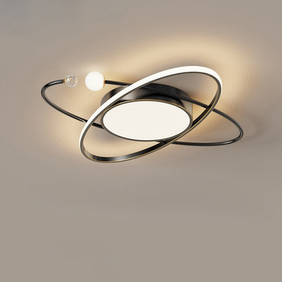 Plafonnier LED en acrylique cuivre avec dôme à double anneau rond scandinave contemporain pour chambre 