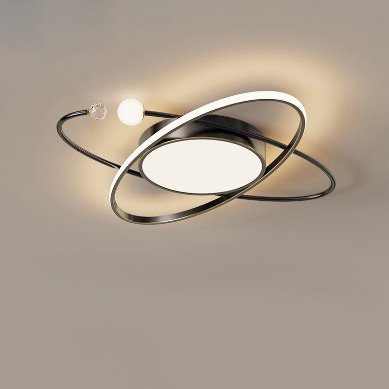 Plafonnier LED en acrylique cuivre avec dôme à double anneau rond scandinave contemporain pour chambre 
