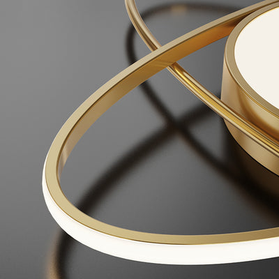 Plafonnier LED en acrylique cuivre avec dôme à double anneau rond scandinave contemporain pour chambre 