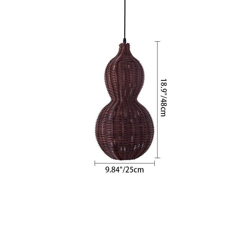 Suspension lumineuse contemporaine créative étanche en forme de gourde et cacahuète en rotin et acier inoxydable à 1 lumière pour l&
