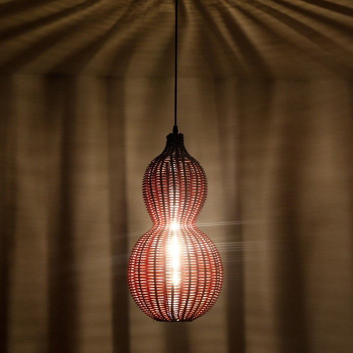 Suspension lumineuse contemporaine créative étanche en forme de gourde et cacahuète en rotin et acier inoxydable à 1 lumière pour l&