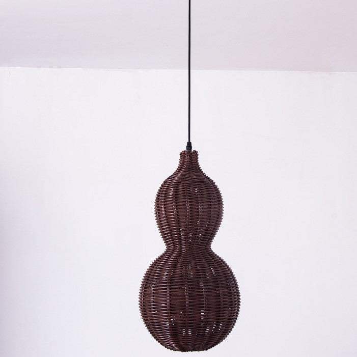 Suspension lumineuse contemporaine créative étanche en forme de gourde et cacahuète en rotin et acier inoxydable à 1 lumière pour l&