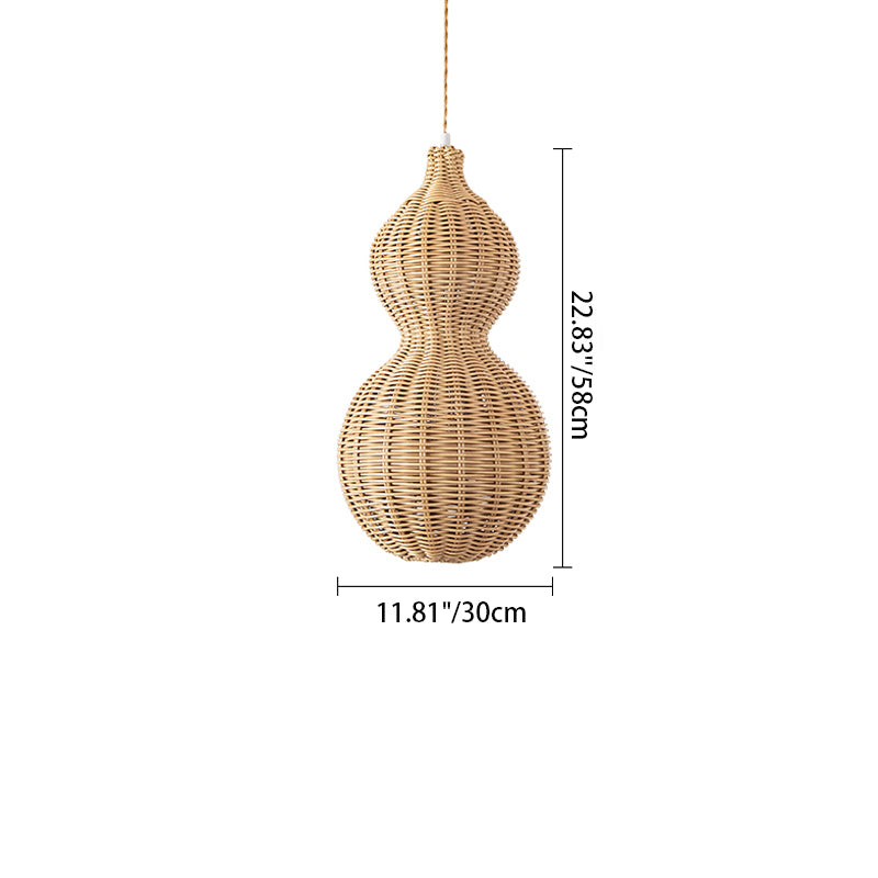 Suspension lumineuse contemporaine créative étanche en forme de gourde et cacahuète en rotin et acier inoxydable à 1 lumière pour l&