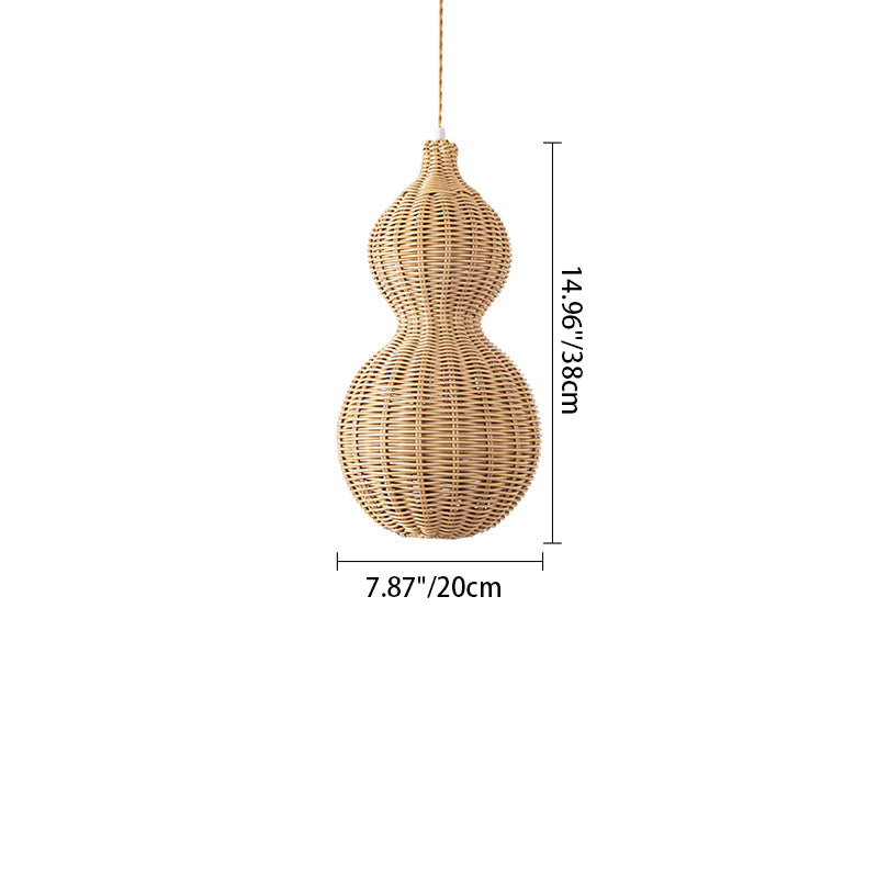 Suspension lumineuse contemporaine créative étanche en forme de gourde et cacahuète en rotin et acier inoxydable à 1 lumière pour l&
